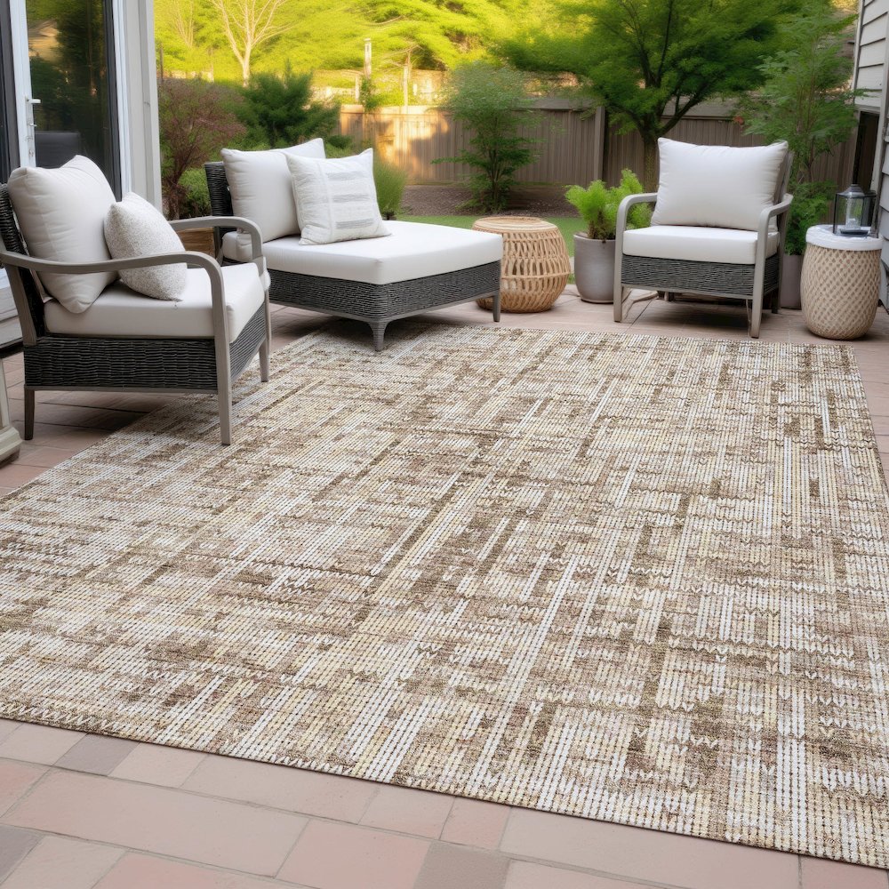 Machine Washable Indoor/Outdoor Chantille ACN2130 Brown 2'6" x 3'10" Rug. Picture 8