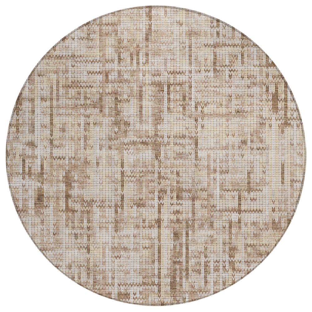 Machine Washable Indoor/Outdoor Chantille ACN2130 Brown 8' x 8' Round Rug. Picture 1