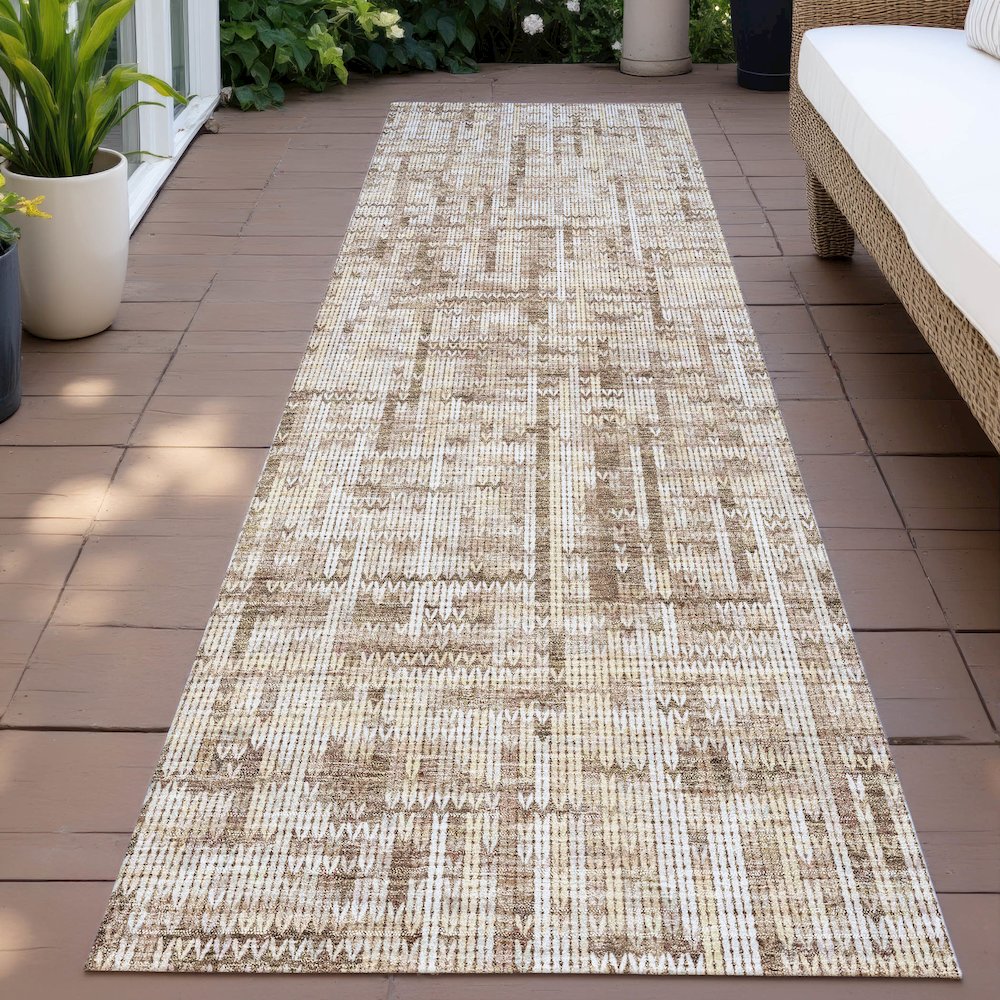 Machine Washable Indoor/Outdoor Chantille ACN2130 Brown 2'3" x 7'6" Runner Rug. Picture 6