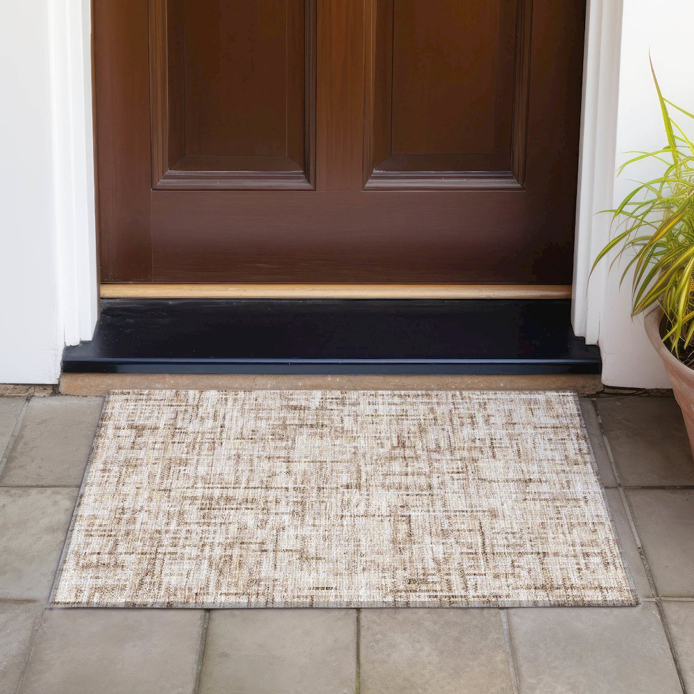 Machine Washable Indoor/Outdoor Chantille ACN2130 Brown 1'8" x 2'6" Rug. Picture 6