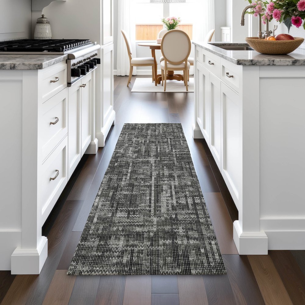 Machine Washable Indoor/Outdoor Chantille ACN2130 Charcoal 2'3"x7'6" Runner Rug. Picture 5