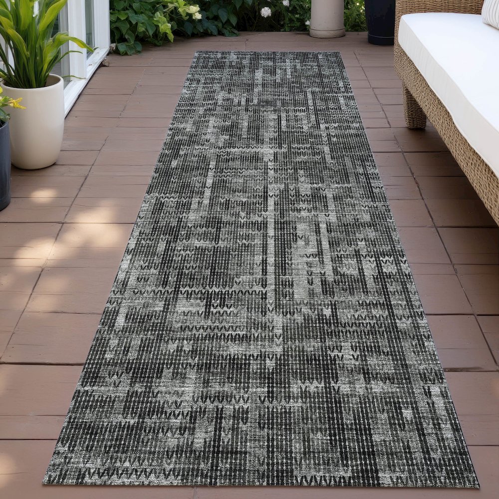 Machine Washable Indoor/Outdoor Chantille ACN2130 Charcoal 2'3"x7'6" Runner Rug. Picture 6