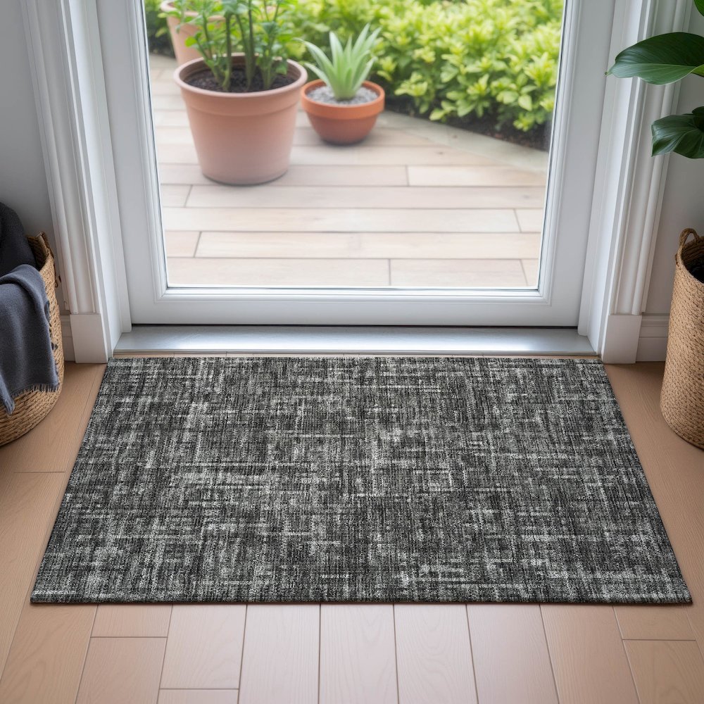 Machine Washable Indoor/Outdoor Chantille ACN2130 Charcoal 1'8" x 2'6" Rug. Picture 5