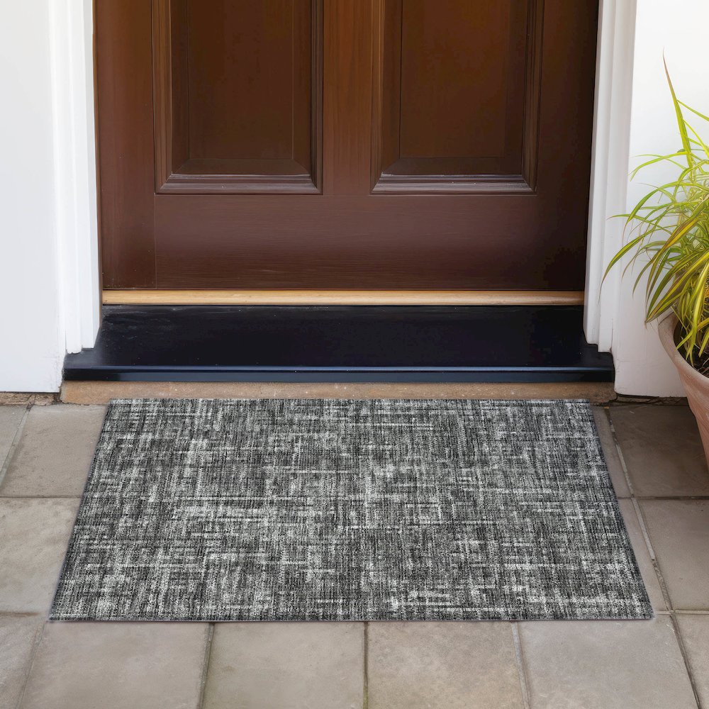 Machine Washable Indoor/Outdoor Chantille ACN2130 Charcoal 1'8" x 2'6" Rug. Picture 6