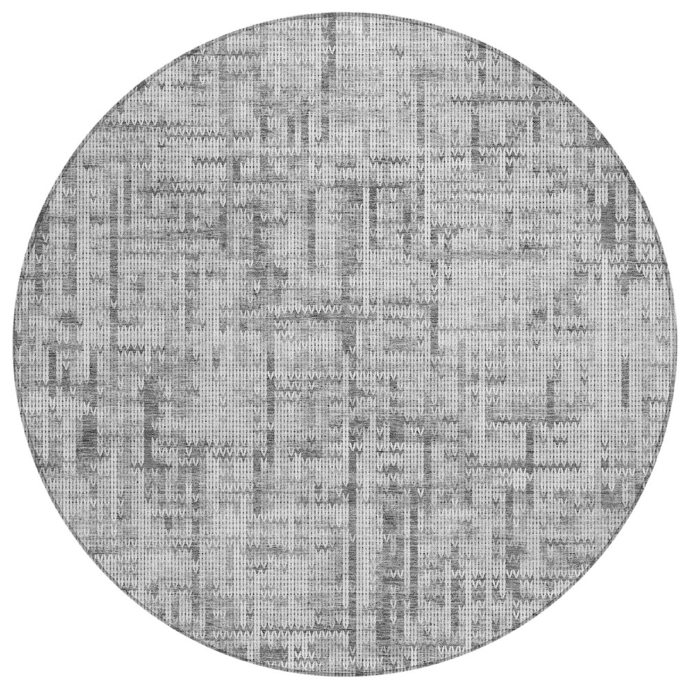 Machine Washable Indoor/Outdoor Chantille ACN2130 Gray 8' x 8' Round Rug. Picture 1