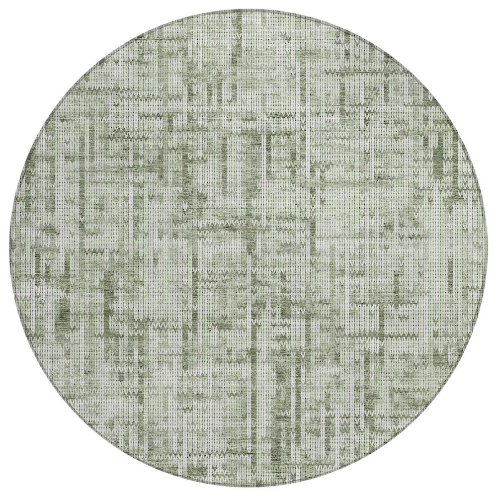 Machine Washable Indoor/Outdoor Chantille ACN2130 Green 8' x 8' Round Rug. Picture 1