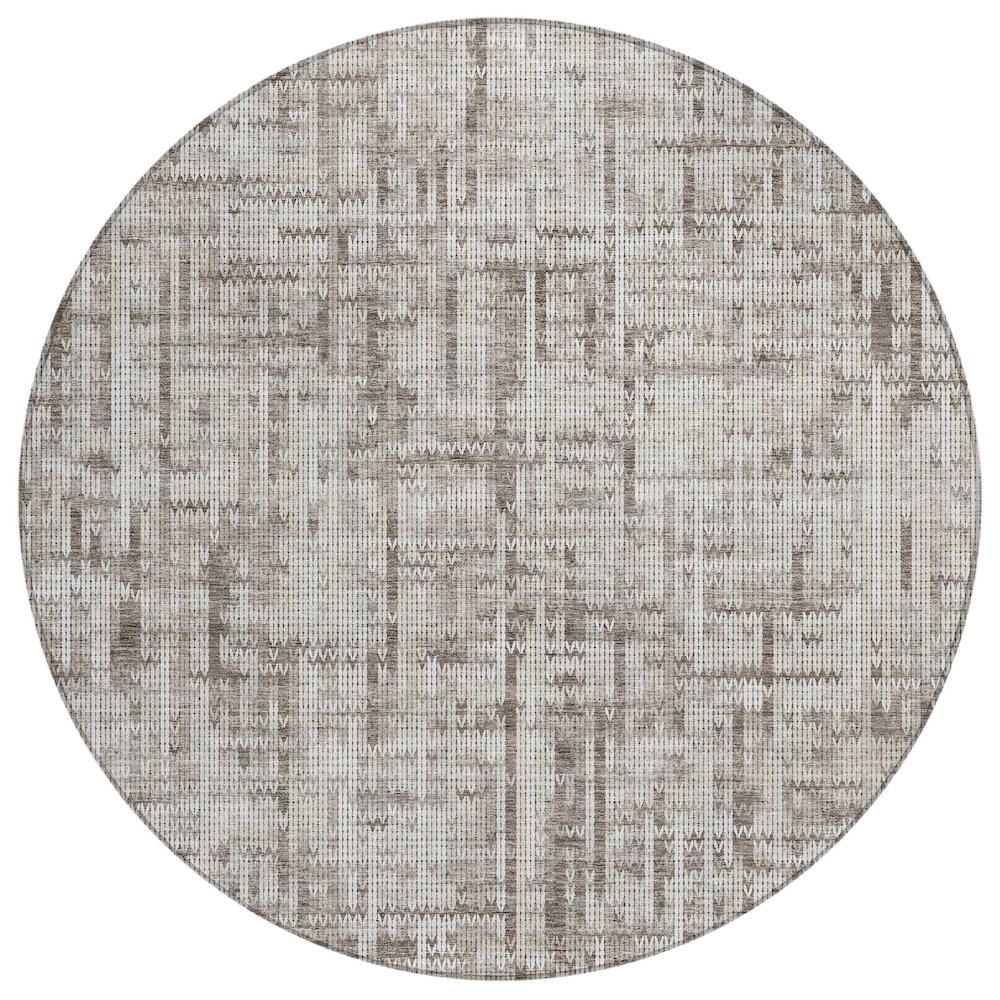Machine Washable Indoor/Outdoor Chantille ACN2130 Taupe 8' x 8' Round Rug. Picture 1