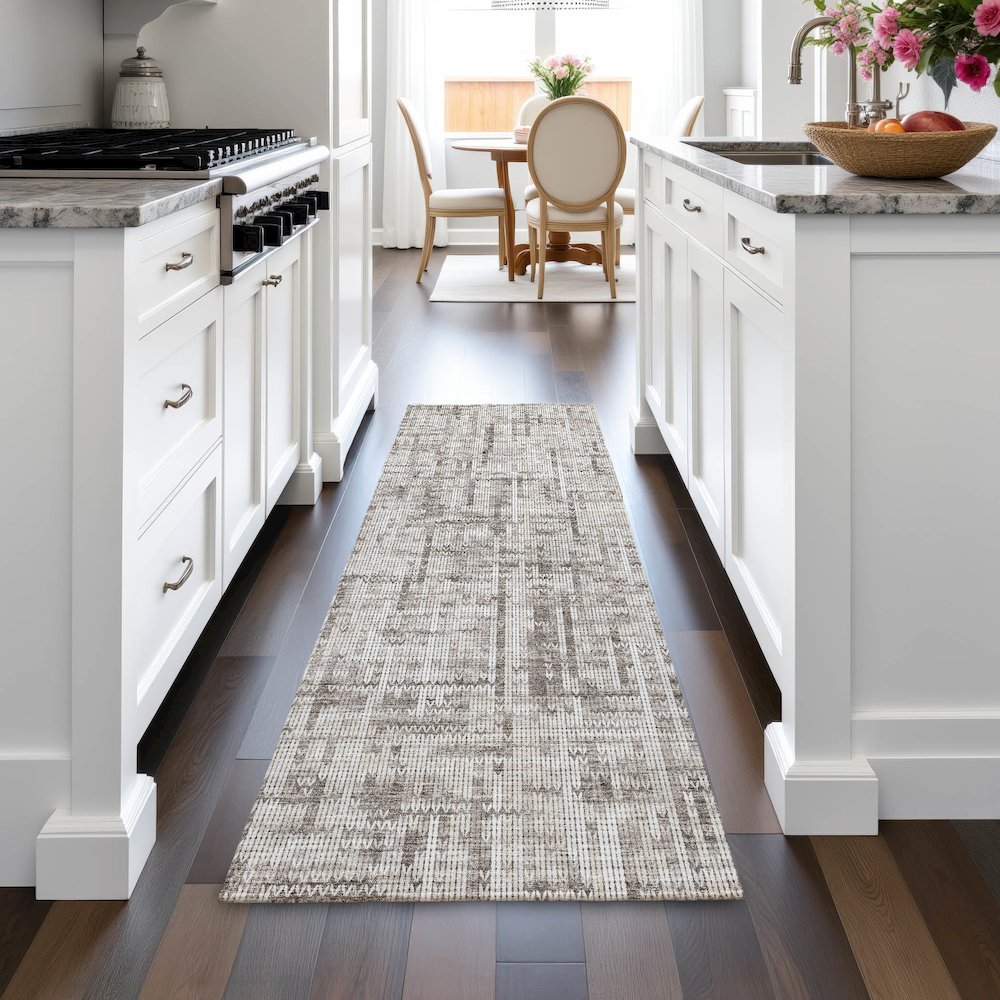 Machine Washable Indoor/Outdoor Chantille ACN2130 Taupe 2'3" x 7'6" Runner Rug. Picture 5
