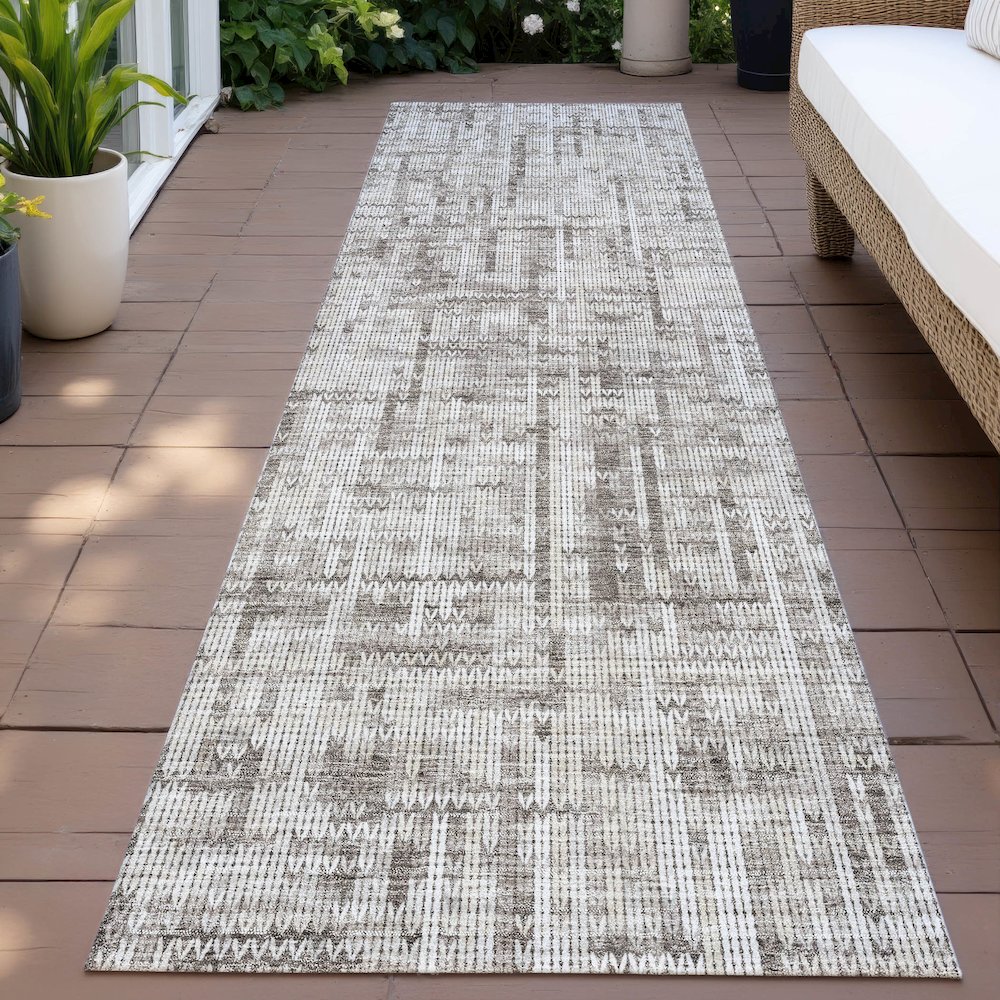 Machine Washable Indoor/Outdoor Chantille ACN2130 Taupe 2'3" x 7'6" Runner Rug. Picture 6