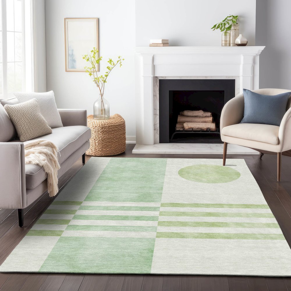 Machine Washable Indoor/Outdoor Chantille ACN2131 Green 2'6" x 3'10" Rug. Picture 6