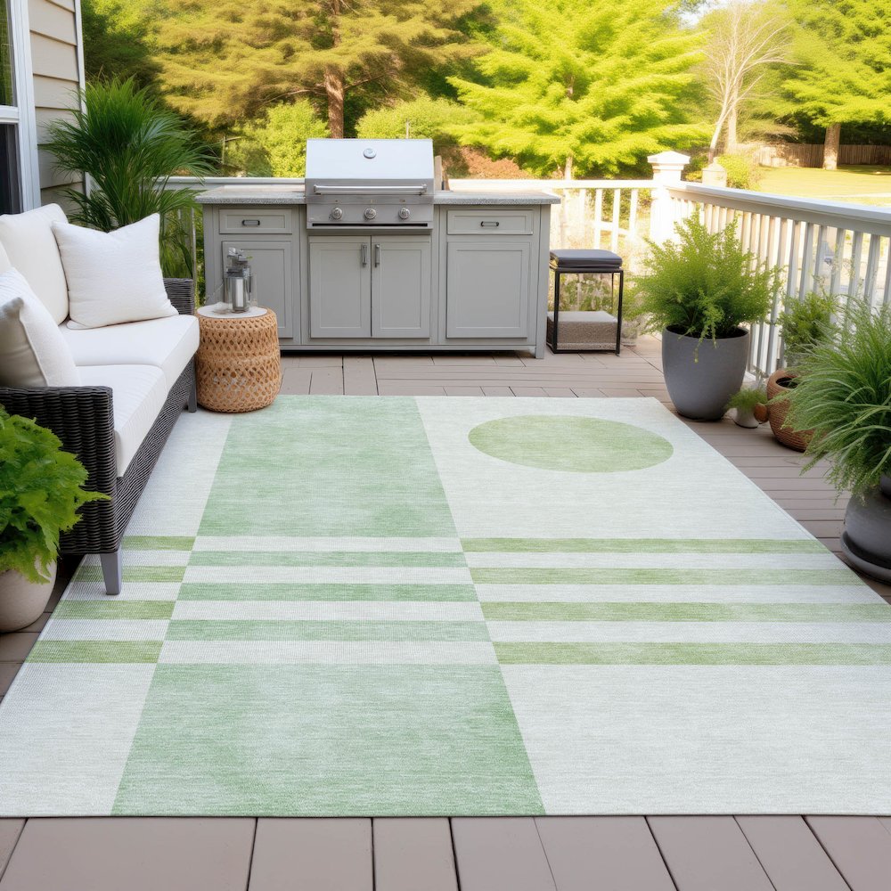 Machine Washable Indoor/Outdoor Chantille ACN2131 Green 2'6" x 3'10" Rug. Picture 7