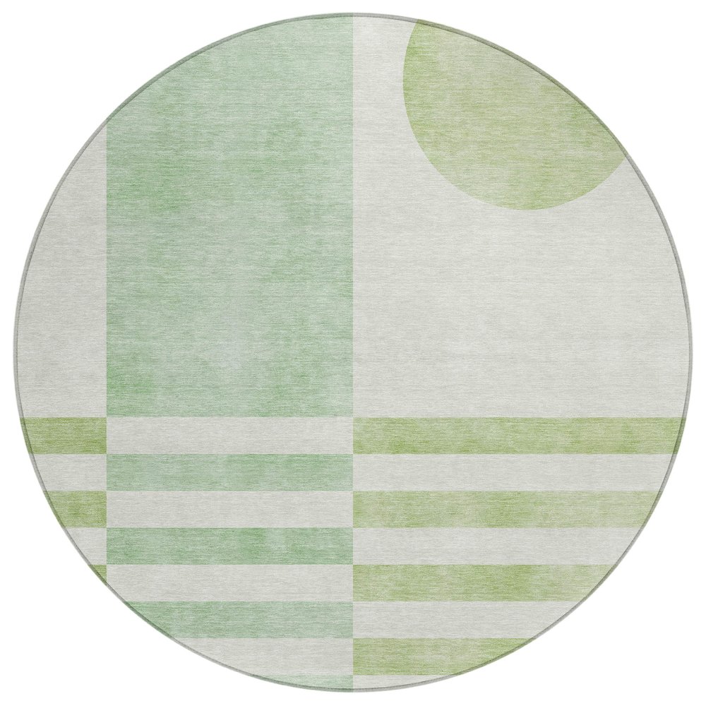 Machine Washable Indoor/Outdoor Chantille ACN2131 Green 8' x 8' Round Rug. Picture 1