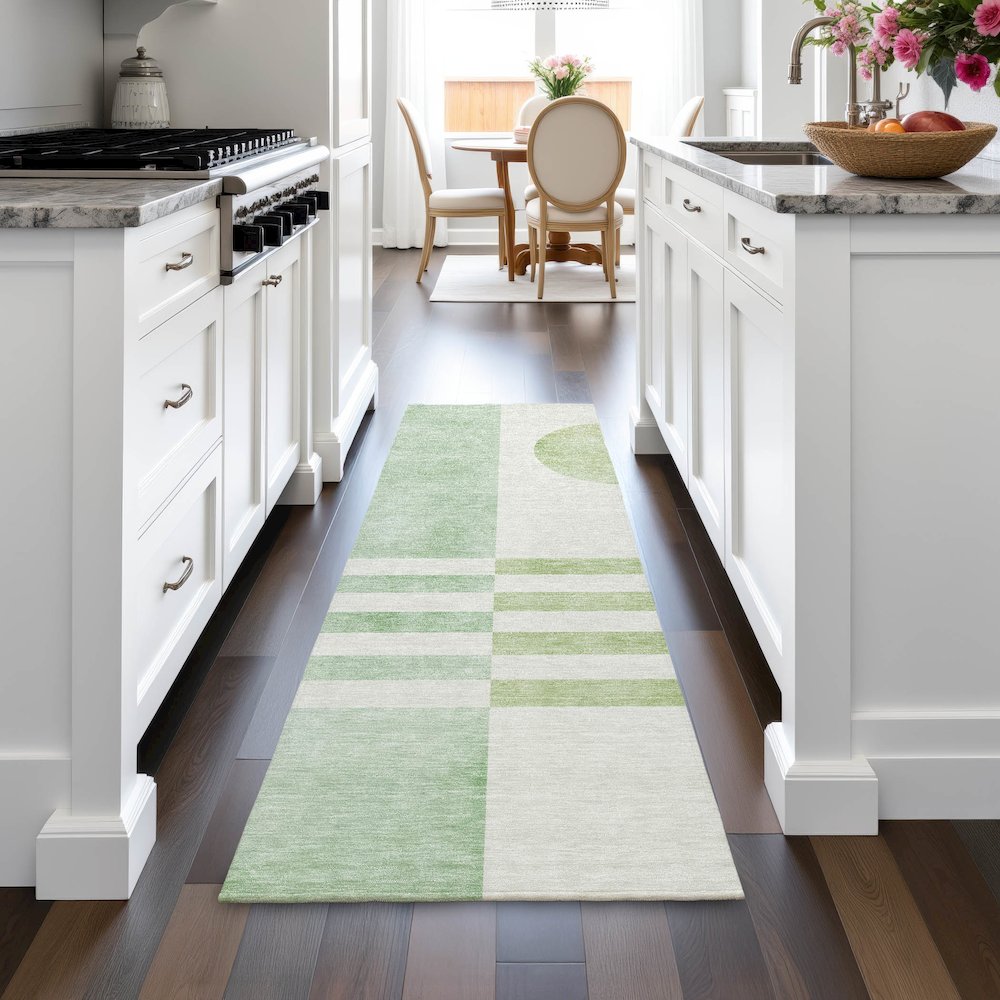 Machine Washable Indoor/Outdoor Chantille ACN2131 Green 2'3" x 7'6" Runner Rug. Picture 5