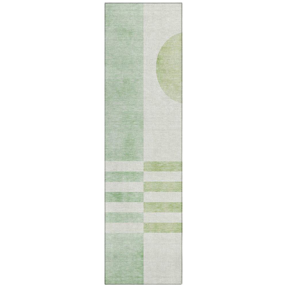 Machine Washable Indoor/Outdoor Chantille ACN2131 Green 2'3" x 7'6" Runner Rug. Picture 1