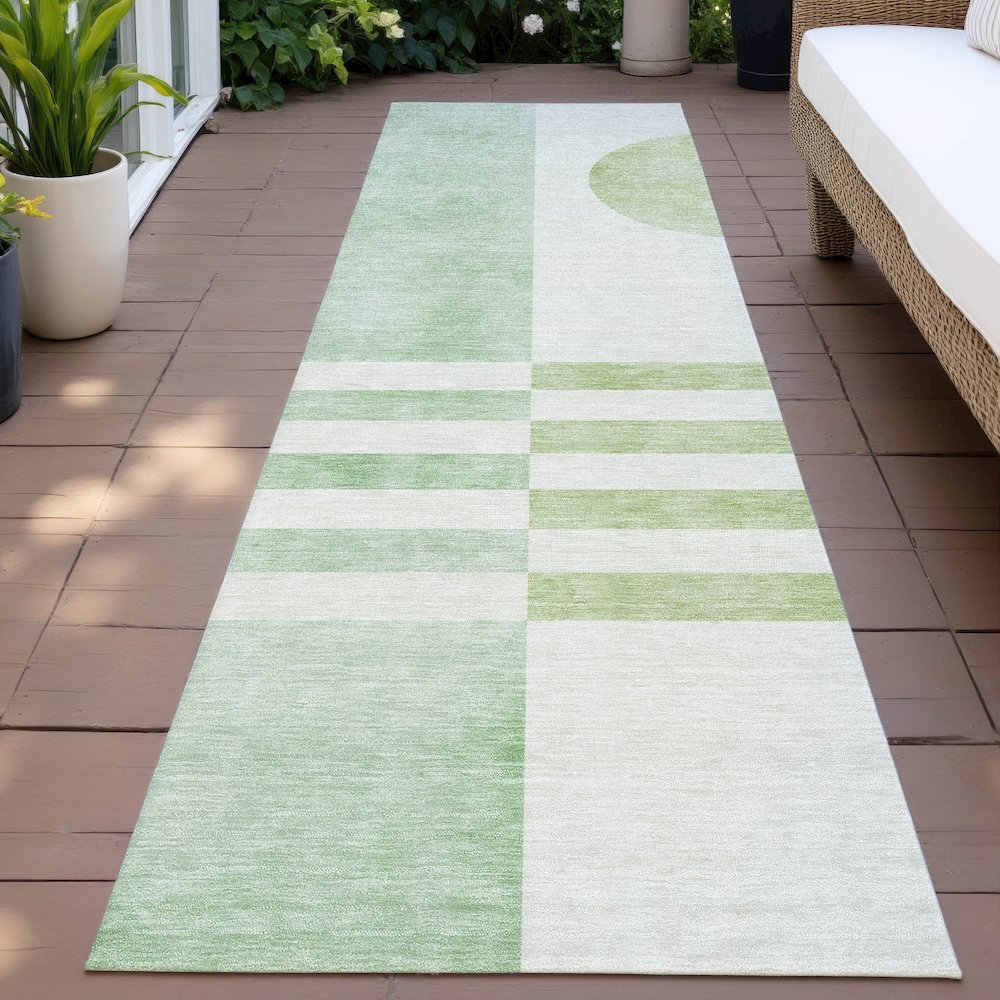Machine Washable Indoor/Outdoor Chantille ACN2131 Green 2'3" x 7'6" Runner Rug. Picture 6