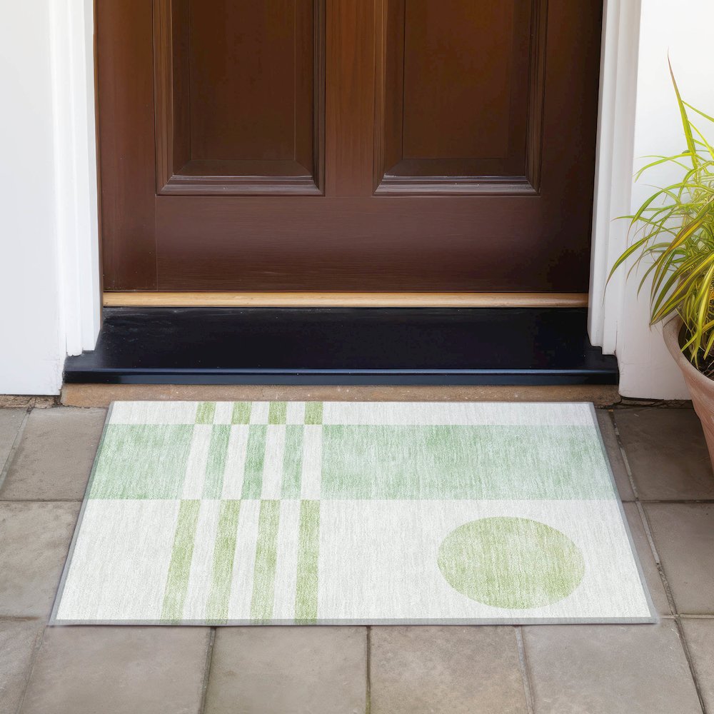 Machine Washable Indoor/Outdoor Chantille ACN2131 Green 1'8" x 2'6" Rug. Picture 6