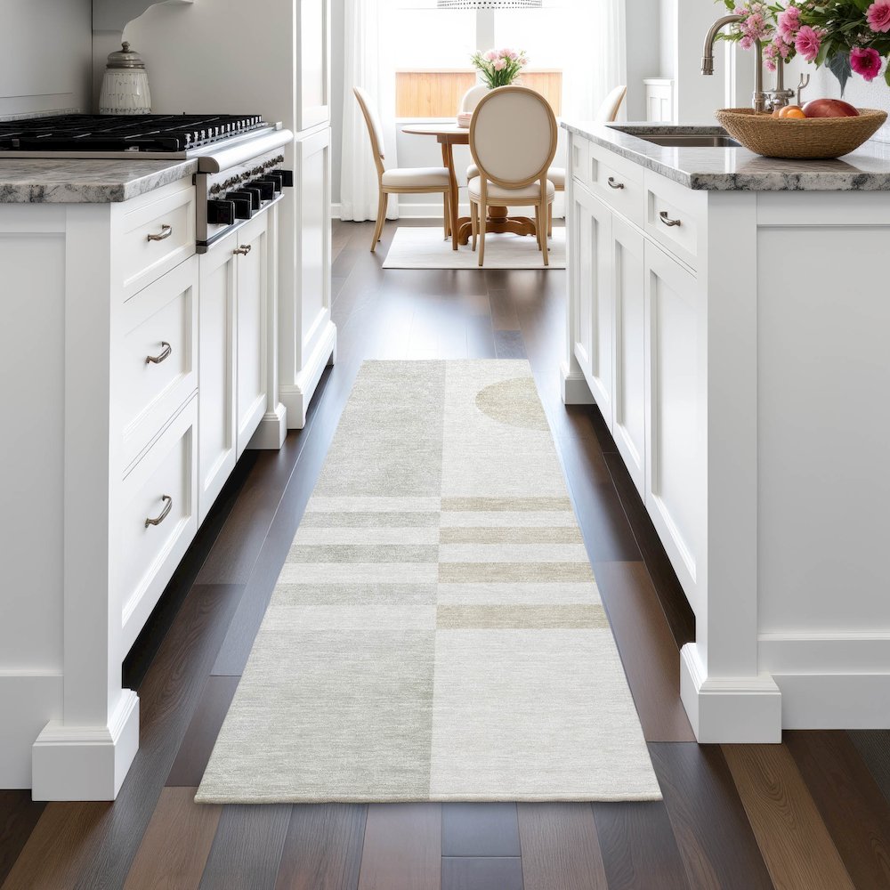 Machine Washable Indoor/Outdoor Chantille ACN2131 Linen 2'3" x 7'6" Runner Rug. Picture 5