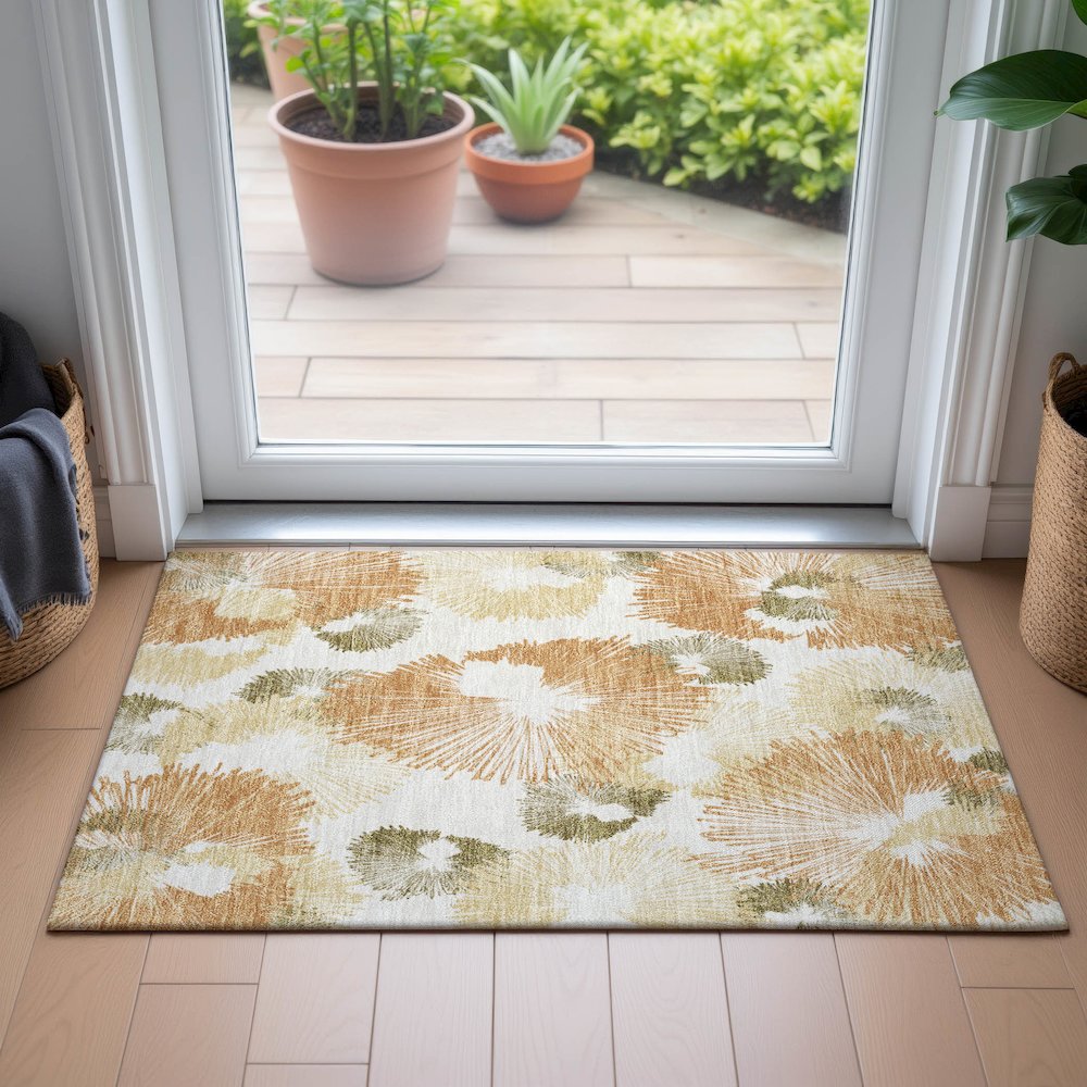 Machine Washable Indoor/Outdoor Chantille ACN2132 Coral 1'8" x 2'6" Rug. Picture 5