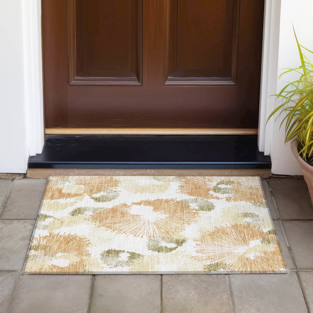 Machine Washable Indoor/Outdoor Chantille ACN2132 Coral 1'8" x 2'6" Rug. Picture 6