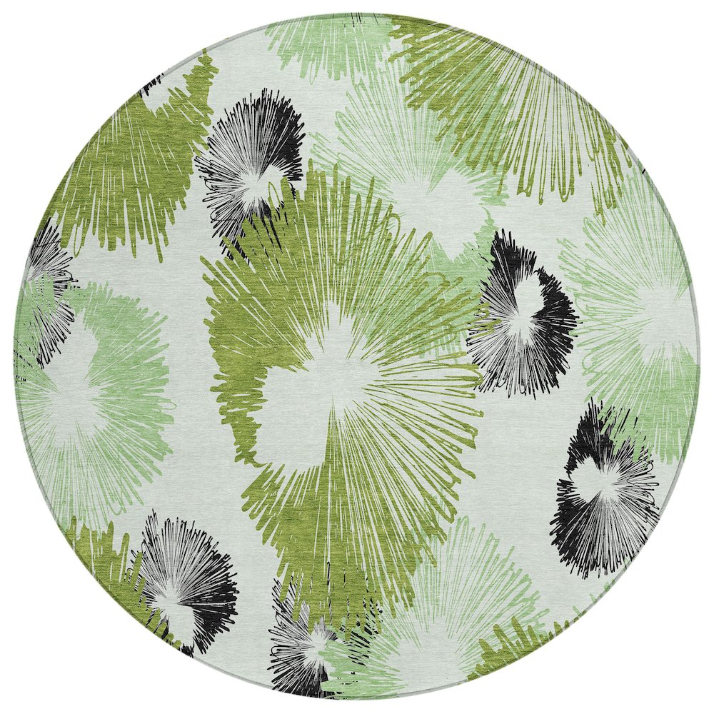 Machine Washable Indoor/Outdoor Chantille ACN2132 Olive 8' x 8' Round Rug. Picture 1