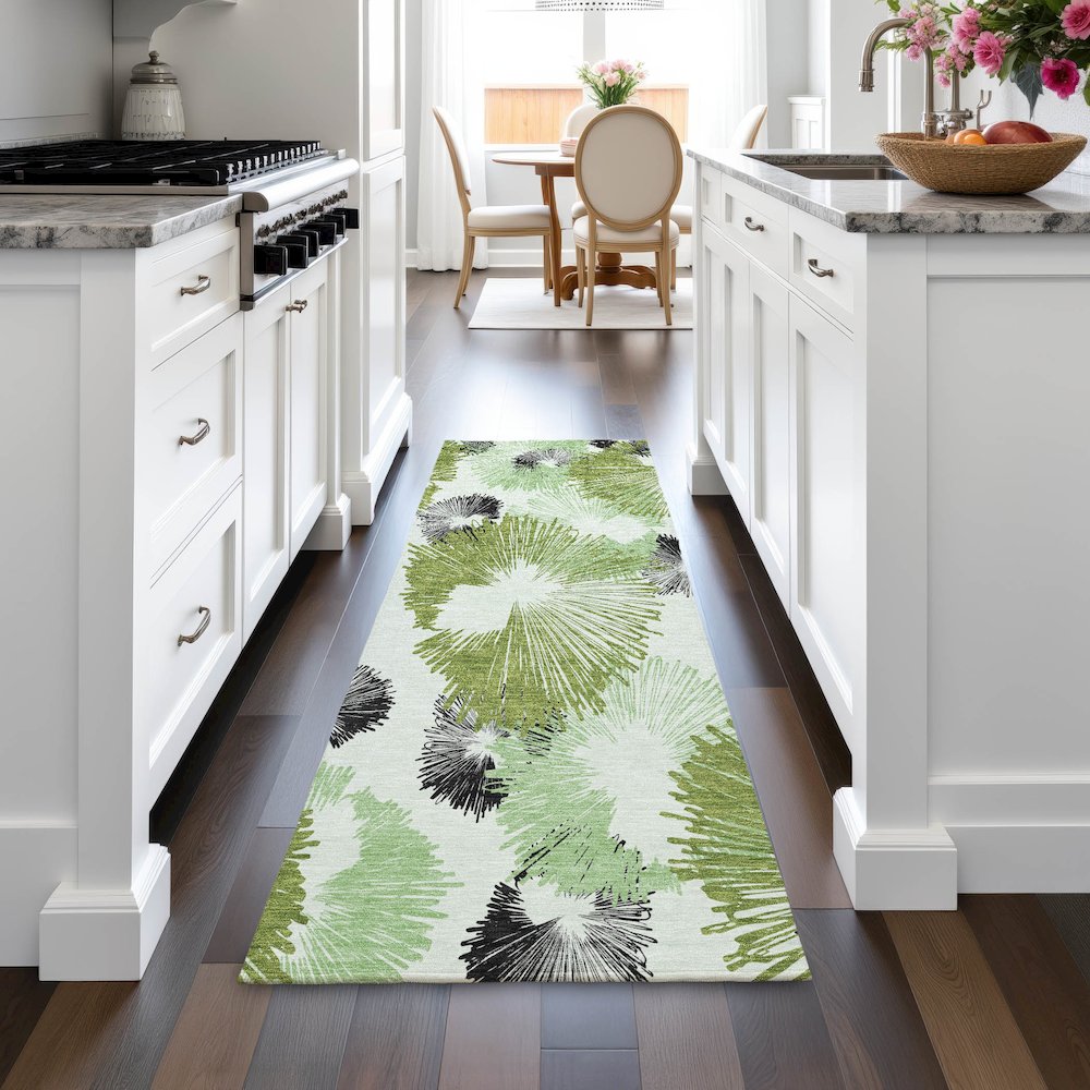 Machine Washable Indoor/Outdoor Chantille ACN2132 Olive 2'3" x 7'6" Runner Rug. Picture 5