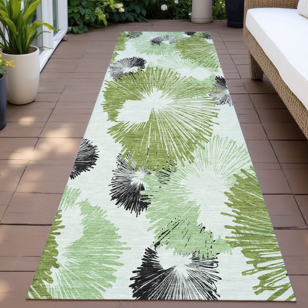 Machine Washable Indoor/Outdoor Chantille ACN2132 Olive 2'3" x 7'6" Runner Rug. Picture 6