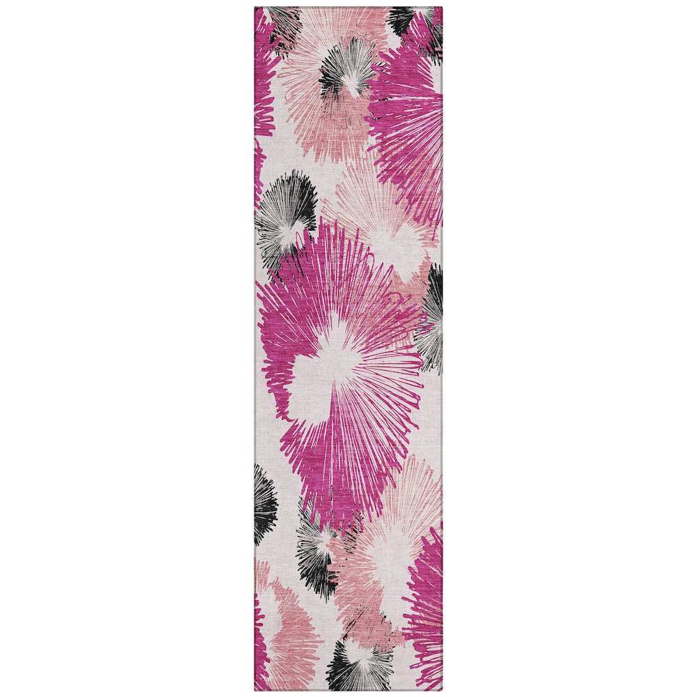 Machine Washable Indoor/Outdoor Chantille ACN2132 Pink 2'3" x 7'6" Runner Rug. Picture 1