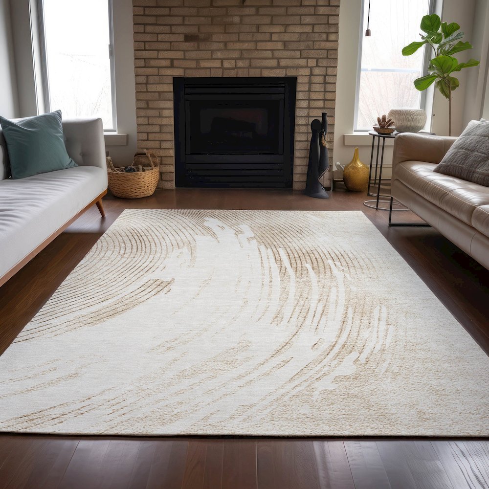 Machine Washable Indoor/Outdoor Chantille ACN2133 Brown 2'6" x 3'10" Rug. Picture 6
