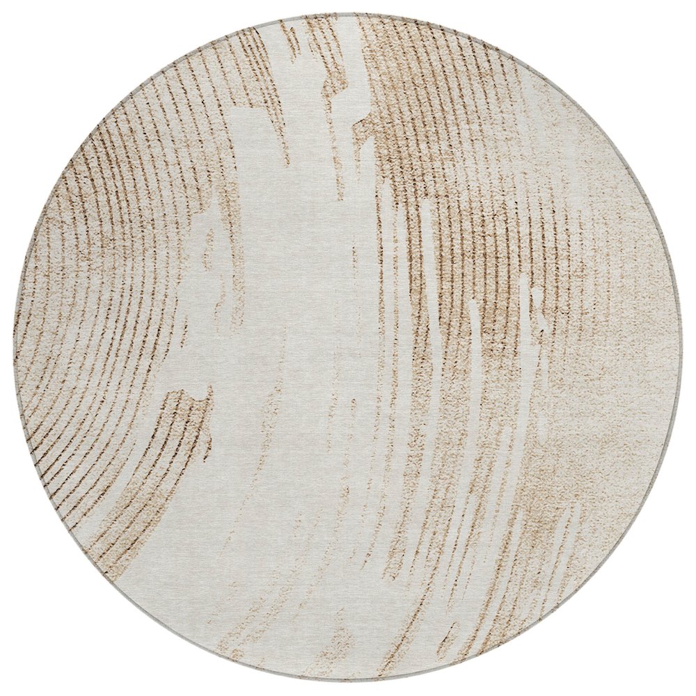 Machine Washable Indoor/Outdoor Chantille ACN2133 Brown 8' x 8' Round Rug. Picture 1