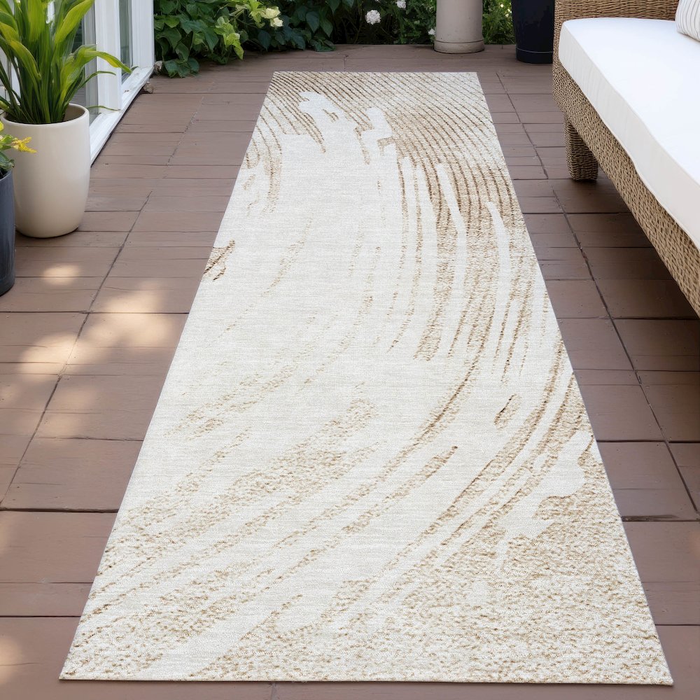 Machine Washable Indoor/Outdoor Chantille ACN2133 Brown 2'3" x 7'6" Runner Rug. Picture 6