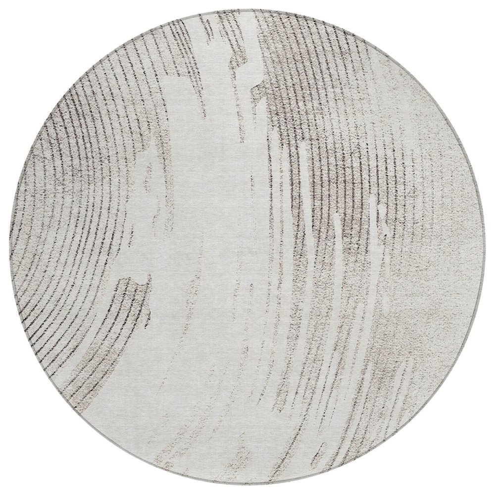 Machine Washable Indoor/Outdoor Chantille ACN2133 Ivory 8' x 8' Round Rug. Picture 1