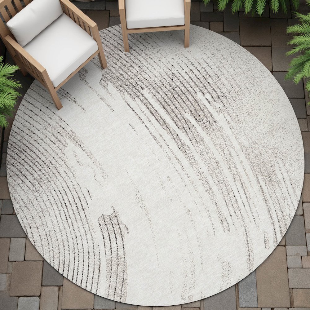 Machine Washable Indoor/Outdoor Chantille ACN2133 Ivory 8' x 8' Round Rug. Picture 6