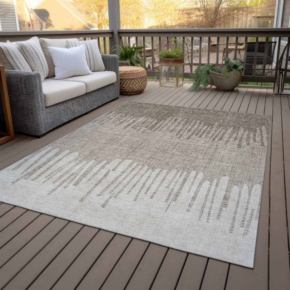 Machine Washable Indoor/Outdoor Chantille ACN2135 Brown 2'6" x 3'10" Rug. Picture 8