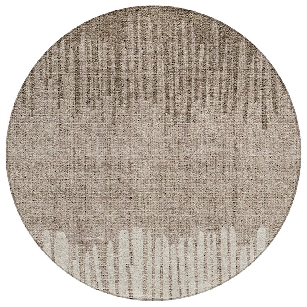 Machine Washable Indoor/Outdoor Chantille ACN2135 Brown 8' x 8' Round Rug. Picture 1