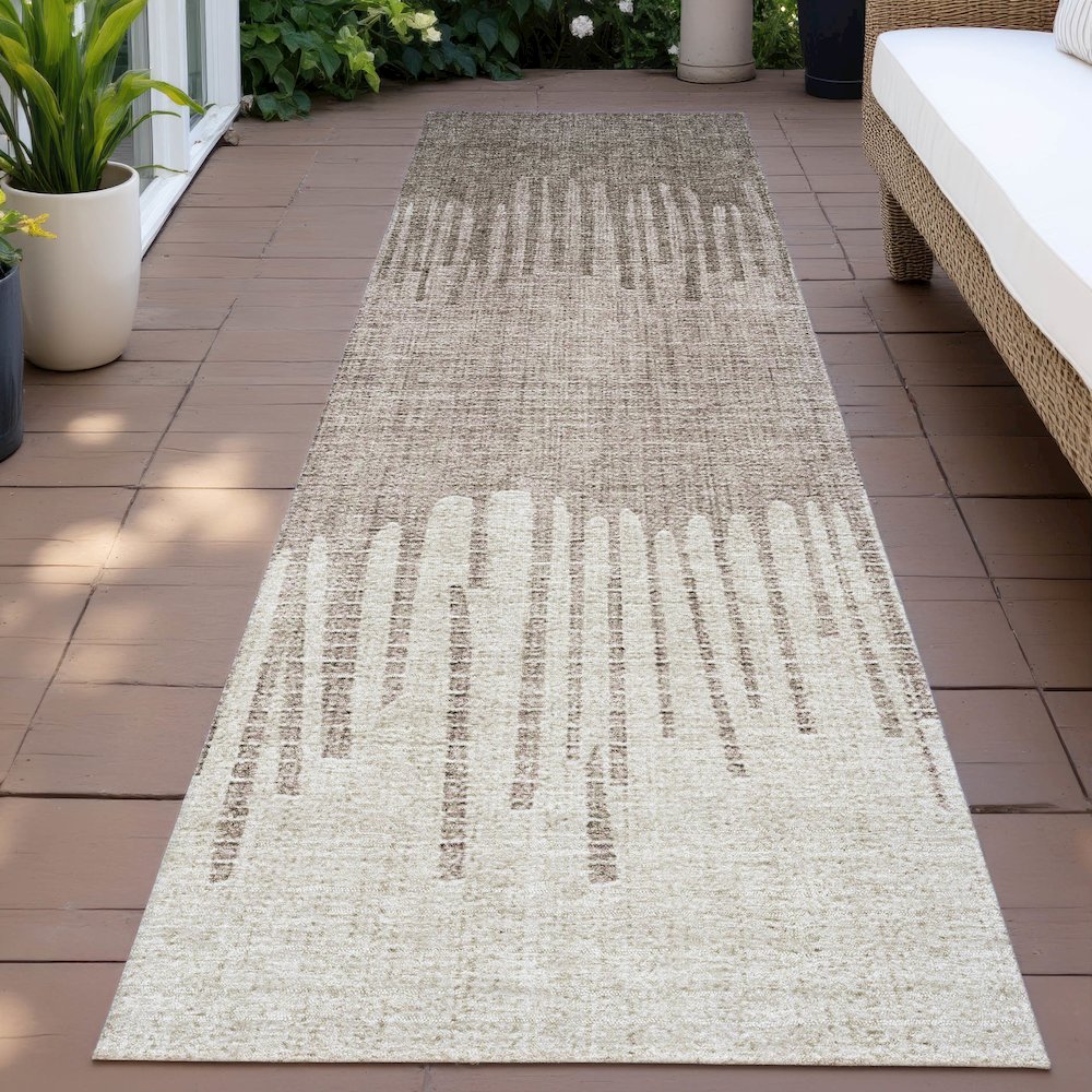 Machine Washable Indoor/Outdoor Chantille ACN2135 Brown 2'3" x 7'6" Runner Rug. Picture 6
