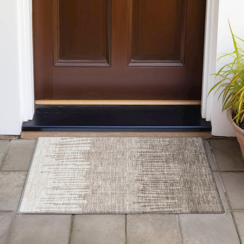 Machine Washable Indoor/Outdoor Chantille ACN2135 Brown 1'8" x 2'6" Rug. Picture 6