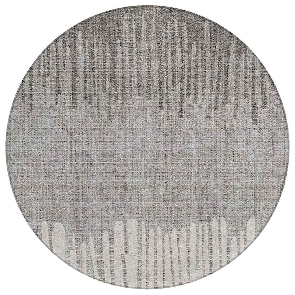 Machine Washable Indoor/Outdoor Chantille ACN2135 Gray 8' x 8' Round Rug. Picture 1