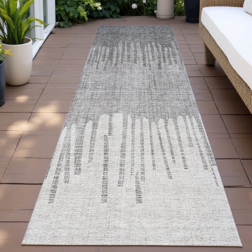 Machine Washable Indoor/Outdoor Chantille ACN2135 Gray 2'3" x 7'6" Runner Rug. Picture 6