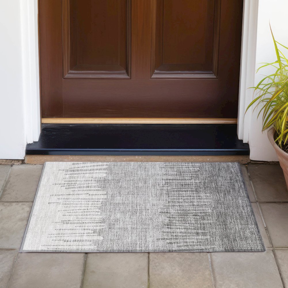 Machine Washable Indoor/Outdoor Chantille ACN2135 Gray 1'8" x 2'6" Rug. Picture 6