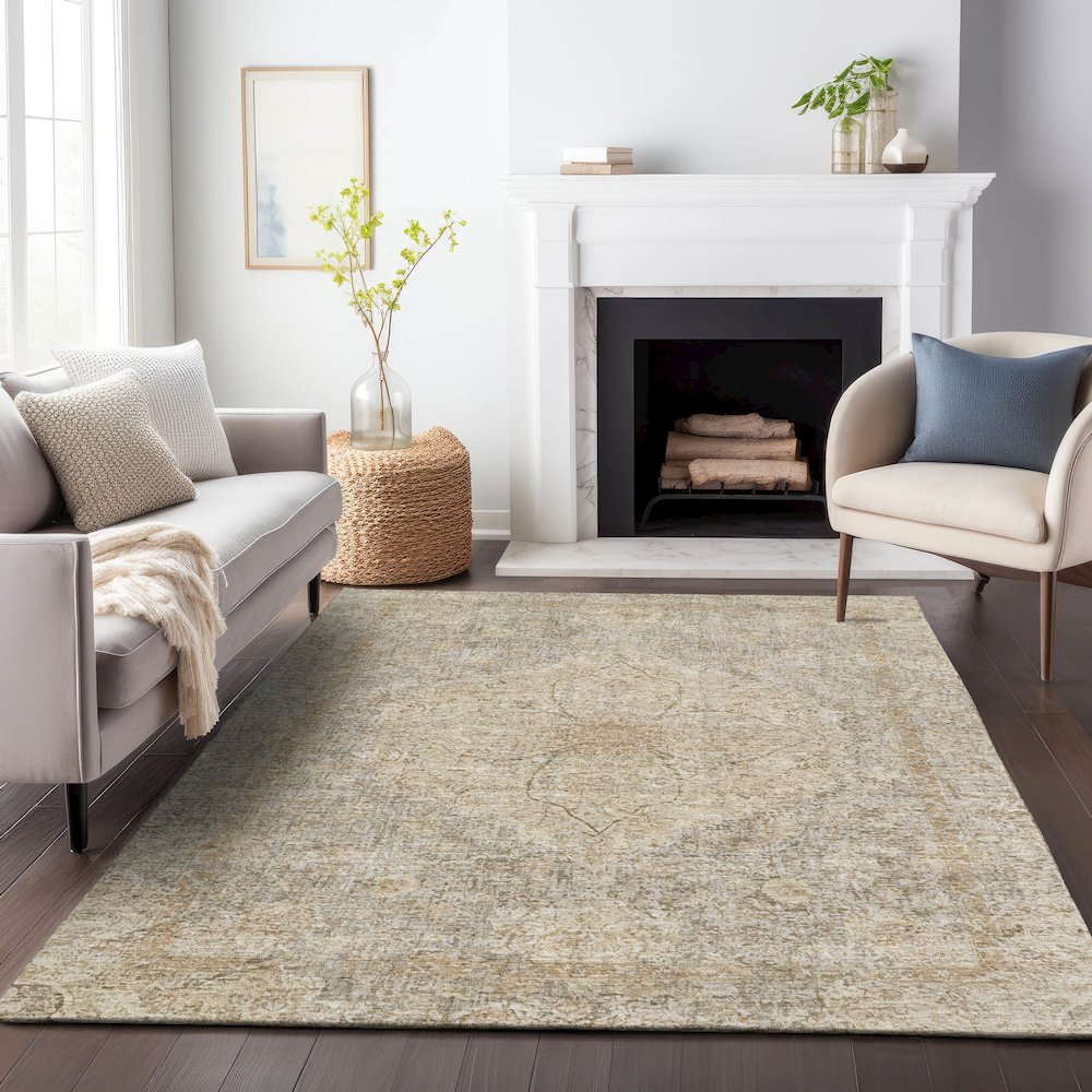 Machine Washable Indoor/Outdoor Chantille ACN2136 Beige 2'6" x 3'10" Rug. Picture 6
