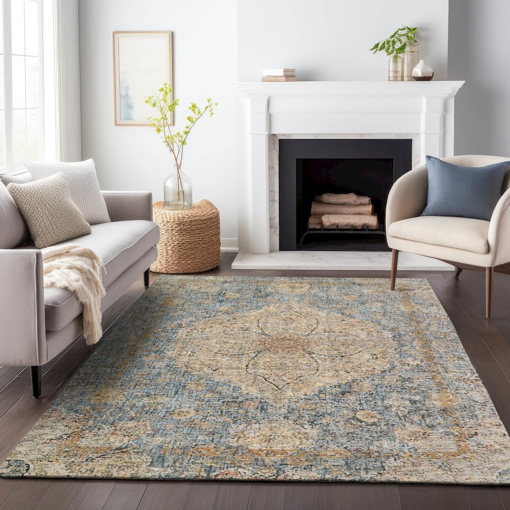 Machine Washable Indoor/Outdoor Chantille ACN2136 Blue 2'6" x 3'10" Rug. Picture 6