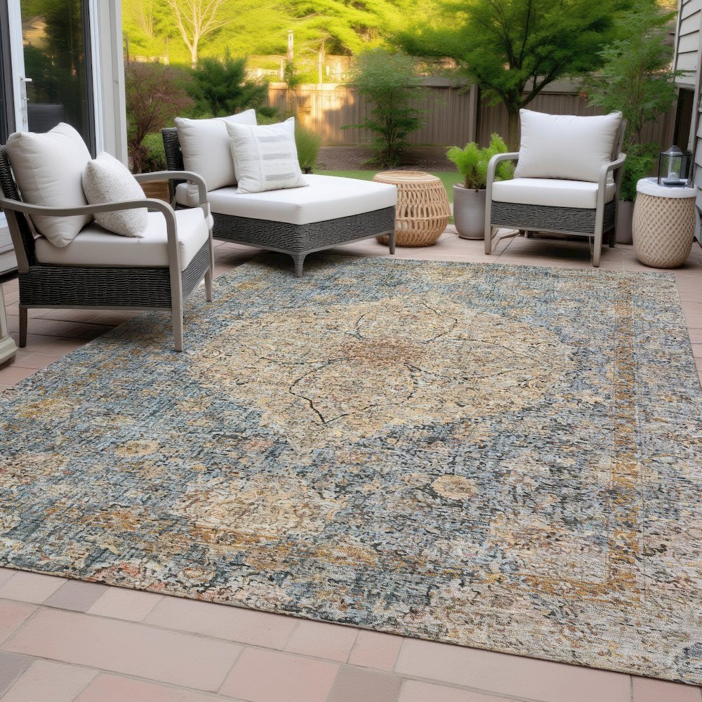 Machine Washable Indoor/Outdoor Chantille ACN2136 Blue 2'6" x 3'10" Rug. Picture 8