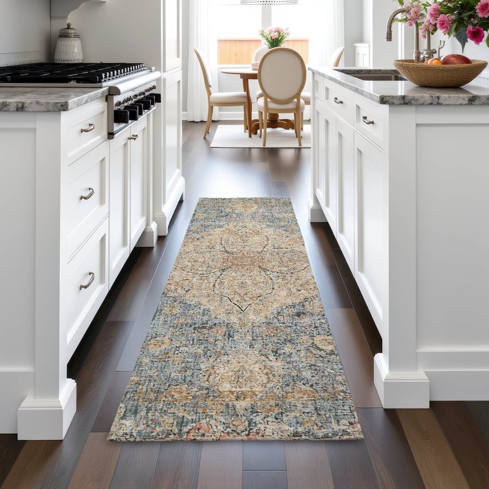 Machine Washable Indoor/Outdoor Chantille ACN2136 Blue 2'3" x 7'6" Runner Rug. Picture 5