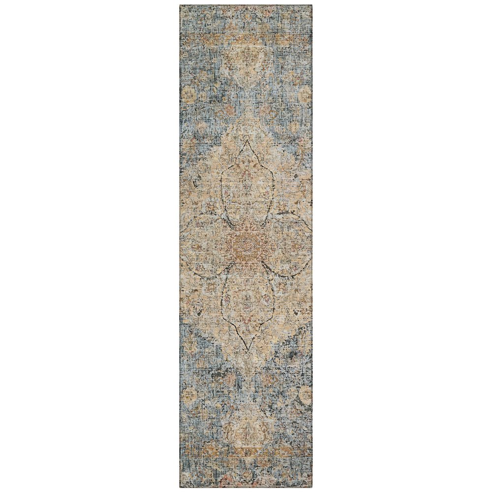 Machine Washable Indoor/Outdoor Chantille ACN2136 Blue 2'3" x 7'6" Runner Rug. Picture 1