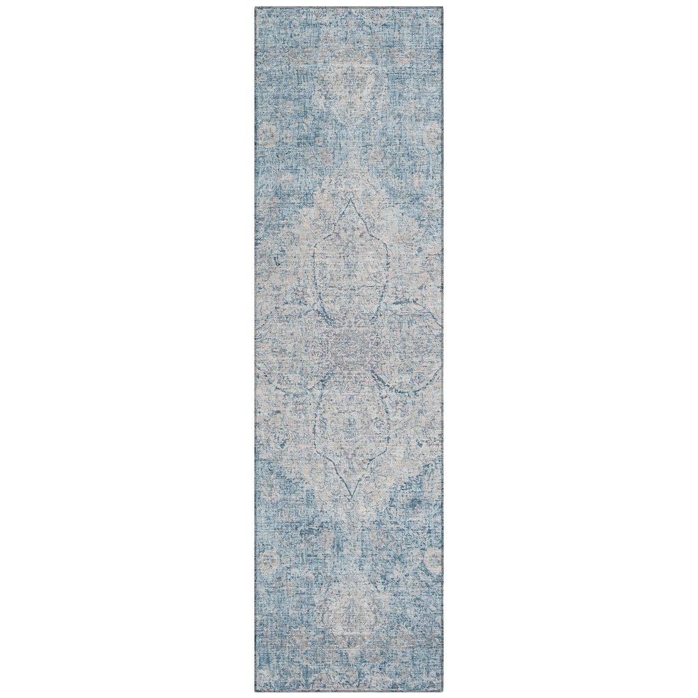 Machine Washable Indoor/Outdoor Chantille ACN2136 Denim 2'3" x 7'6" Runner Rug. Picture 1