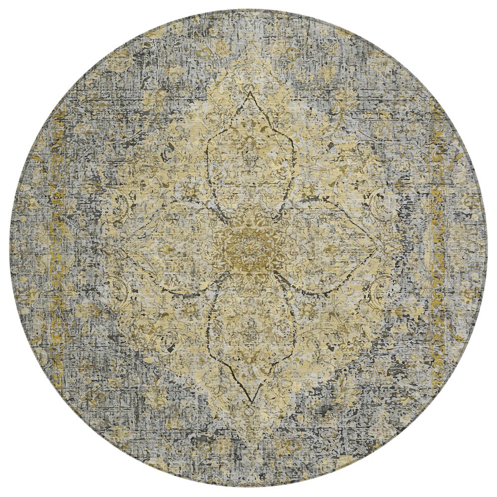 Machine Washable Indoor/Outdoor Chantille ACN2136 Pewter 8' x 8' Round Rug. Picture 1