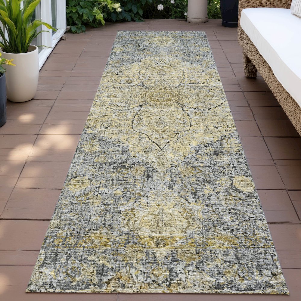 Machine Washable Indoor/Outdoor Chantille ACN2136 Pewter 2'3" x 7'6" Runner Rug. Picture 6