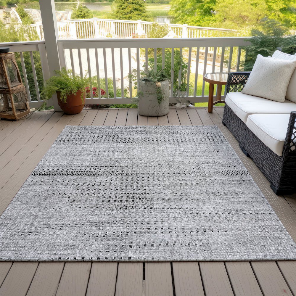 Machine Washable Indoor/Outdoor Chantille ACN2137 Gray 2'6" x 3'10" Rug. Picture 7
