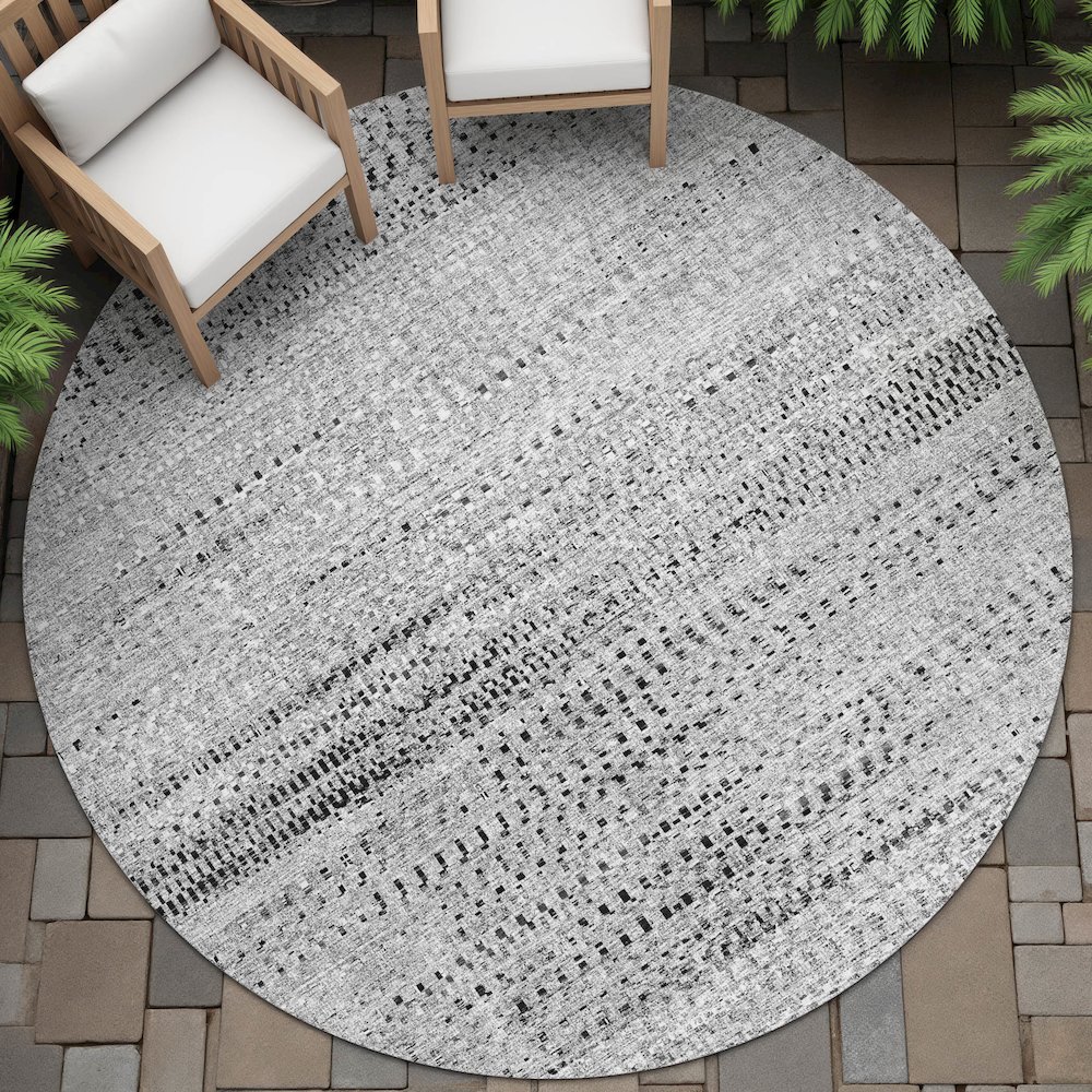 Machine Washable Indoor/Outdoor Chantille ACN2137 Gray 8' x 8' Round Rug. Picture 6