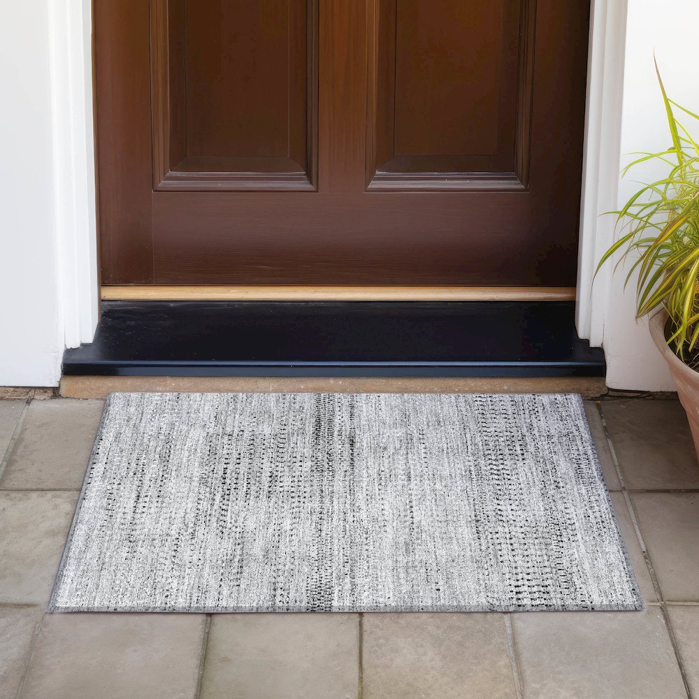 Machine Washable Indoor/Outdoor Chantille ACN2137 Gray 1'8" x 2'6" Rug. Picture 6